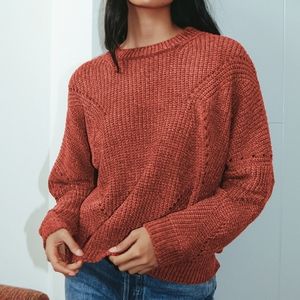 Hippie Rose Rust Orange Chenille Cropped Sweater